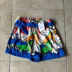 XS Colorful Sailboat Print Shorts with Belt